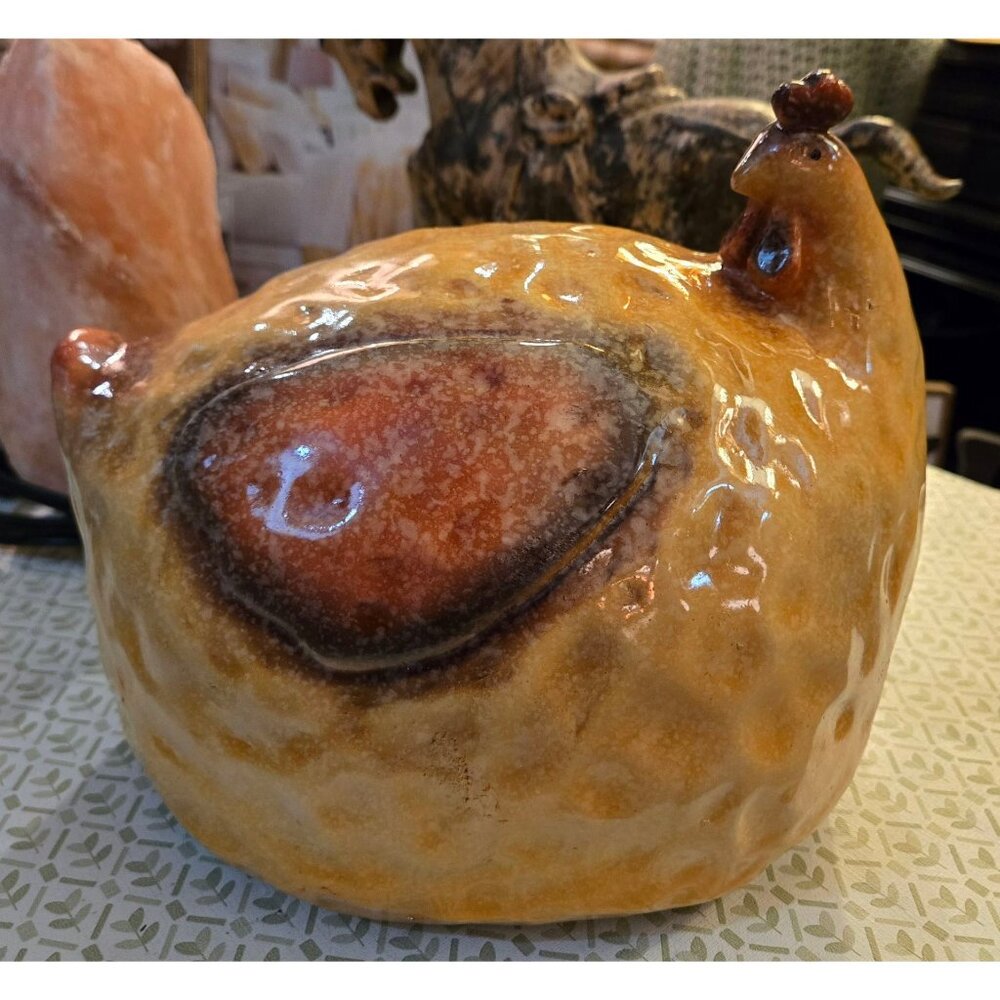 Vintage Farmhouse Decor Art, Sitting Hen Figurine Unique